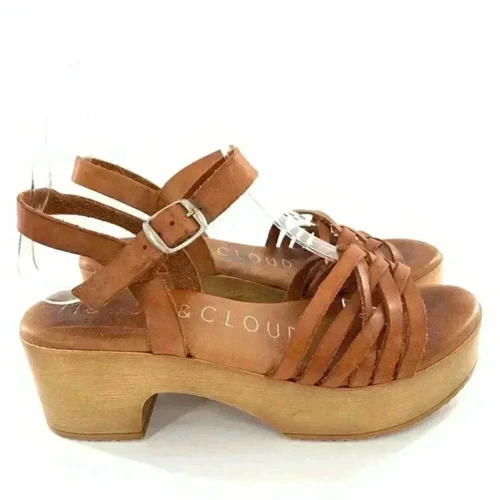 Muse & cloud womens sandals size 36 tan leather chunky retro festival boho